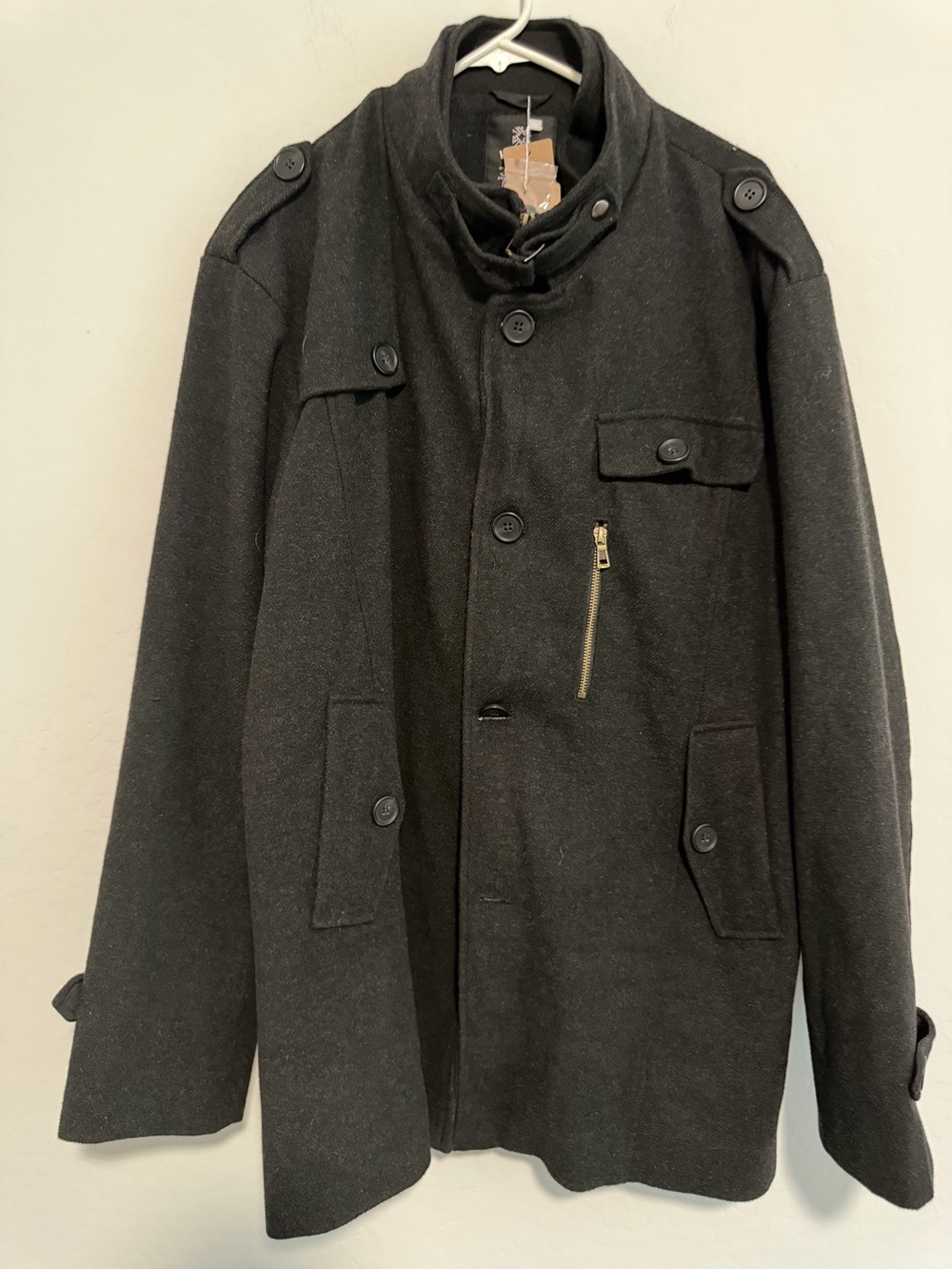 Men's green Military-Style Wool Blend Field Jacket
